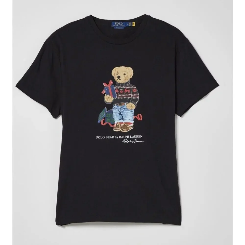 Polo Ralph Lauren Polo‎ Bear T-Shirt Men Size Medium Black Graphic Classic Fit